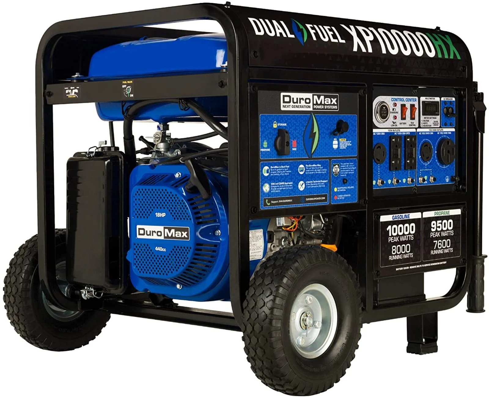 DuroMax XP10000HX 10,000 Watt Portable Dual Fuel Generators.