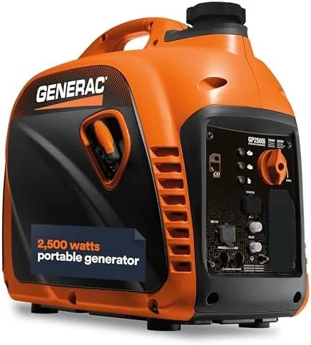 Generac 8251 GP2500i 2,500-Watt Gas Powered Portable Inverter Generator – Compact and Lightweight Design – Produces Clean, Stable Power – COsense Technologys – CARB Compliants – Orange/Black