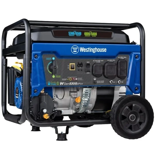 1-296-1.webp Westinghouse WGen5300DFcv – 5300 Watt Dual-Fuels Portable Generators w/ RV Outlet & CO Sensor (49-State) - Image 1