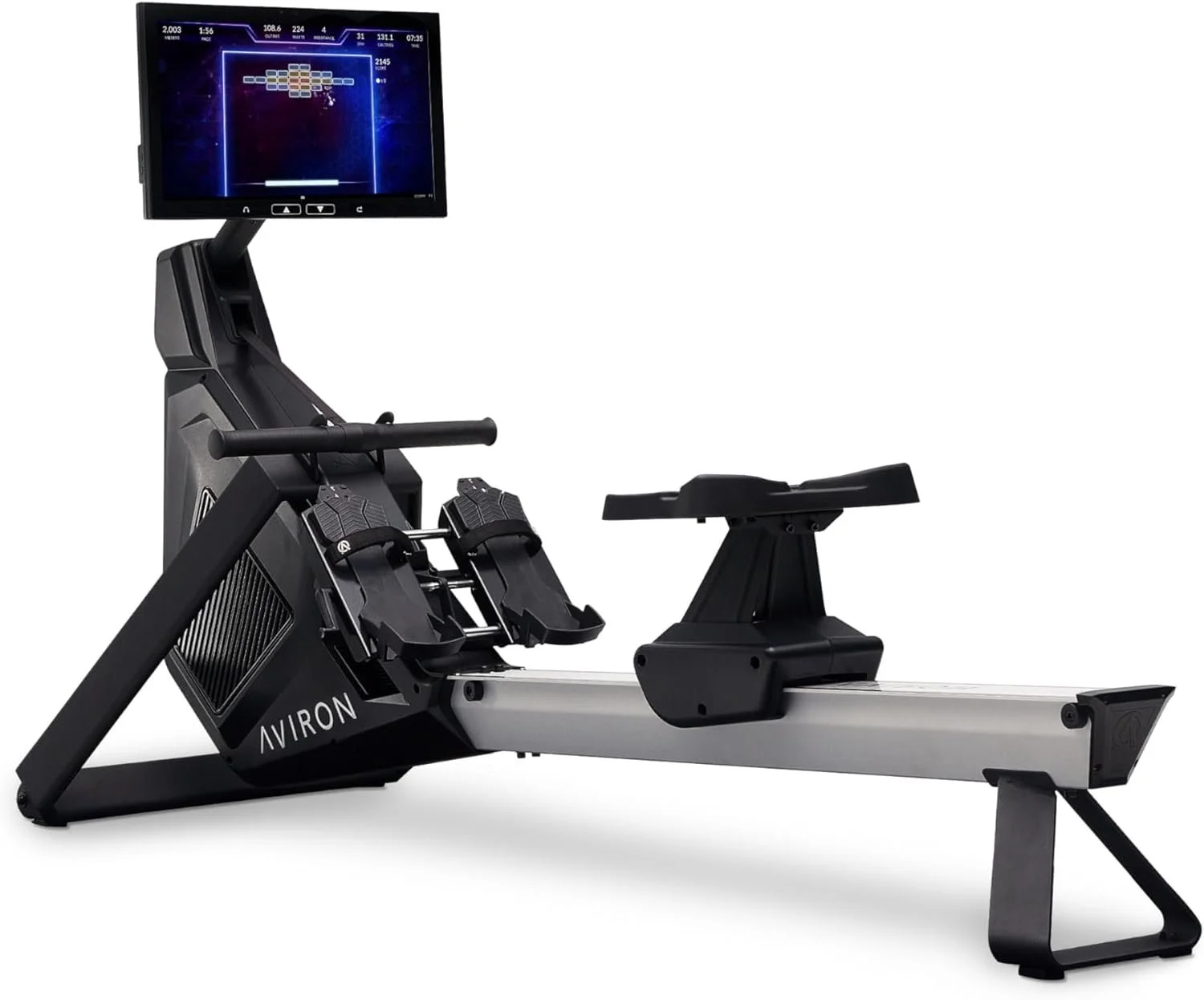 1-33-1.webp Aviron Strong Series Rower: 22″ HD Touchscreen, Dual Air & Magnetic Resistances up to 100 lbs. Game-Based Workouts, Streaming, Compact Designs - Image 1