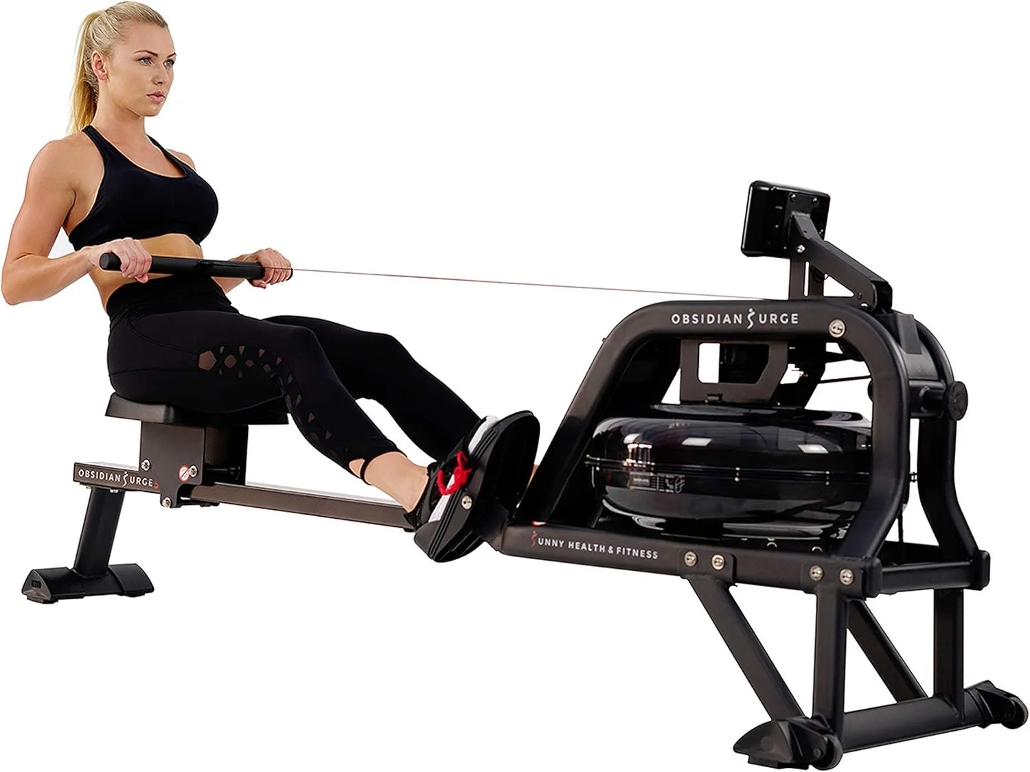 Sunny Health and Fitness Obsidian Surge Water Rowing Machines.