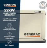 Generac Guardian 22kW Home Standby Generator with 200 Amp Transfer Switch, Durable All Aluminum, WiFi Enabled with G-Force Engine, Easy to Use, Whole House Powers Backups, Smart Outage Solution – Bisque - Image 5