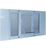 Ideal Pet Products Aluminum Sash Window Pet Door, Adjustable to Fit Window Widths from 33″ to 38″, Large 10-1/2” x 15” Flap Size