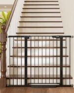 Cumbor 36″ Extra Tall Baby Gate for Dogs and Kids with Wide 2-Way Door, 29.7″- 46″ Width, and Auto Close Personal Safety for Babies and Pets, Fits Doorways, Stairs, and Entryways, Black - Image 2