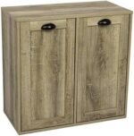 Household Essentials Laundry Sorter Cabinet, Oak Finish - Image 4