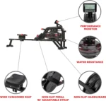 Sunny Health and Fitness Obsidian Surge Water Rowing Machines. - Image 3