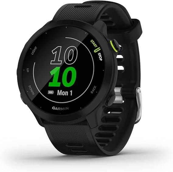 518z0My1ZlS._AC_SX569_.jpg Garmin Forerunner 55, GPS Running Watch with Daily Suggested Workouts, Up to 2 Weeks of Battery Life, Black – 010-02562-00 - Image 1