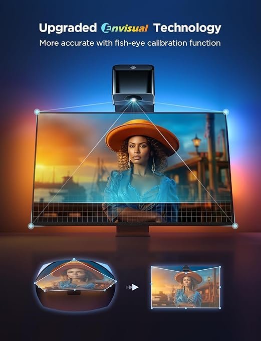 Govee TV Backlight 3 Lite with Fish-Eye Correction Function Sync to 75-85 Inch TVs, 16.4ft RGBICW Wi-Fi LED Strip Lights with Camera, 4 Colors in 1 Lamp Bead, Voice and APP Control, Adapter