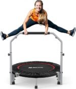 BCAN SP2 40/48″ Foldable Mini Trampoline Max Load 330lbs/440lbs, Fitness Rebounder with Adjustable Foam Handle, Exercise Trampoline for Adults Indoor/Garden Workout | FED Fitness