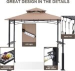 ABCCANOPY 8×5 Grill Gazebo – Outdoor BBQ Canopy Shelter with Led Light for Patio Backyard Grilling (Khaki) - Image 3