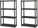 Sterilite 2-Pack 4 Shelf Unit, Heavy-Duty Shelving Storage and Utility Rack – Standing Plastic Organizer Shelves for Kitchen, Bathroom, and Garage