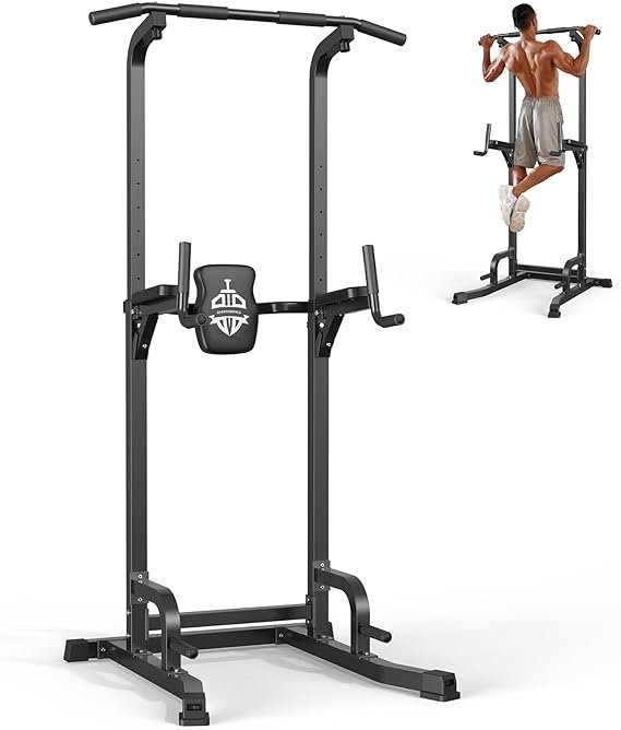 Sportsroyals Power Tower Pull Up Bar Station, 450LBS Stable Pull Up Dip Station for Home Gym Strength Training Equipment | FED Fitness