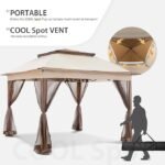 COOS BAY 11×11 Pop Up Gazebo with Mesh Netting, Instant Outdoor Canopy Tent, Water Resistant Shelter with UPF 50+ UV Protection, 121 Sq Ft Coverage, Beige - Image 3