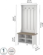Bush Home Salinas Hall Tree with Shoe Storage Bench in Shiplap Gray and Pure White, Multi-Purpose Home Organizer, Entryway Solution with Seating and Hooks - Image 4