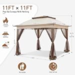 COOS BAY 11×11 Pop Up Gazebo with Mesh Netting, Instant Outdoor Canopy Tent, Water Resistant Shelter with UPF 50+ UV Protection, 121 Sq Ft Coverage, Beige - Image 4