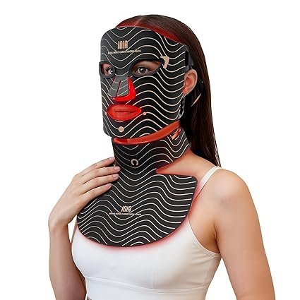 Red Light Therapy Mask for Face & Neck – 4 Light Modes with 850nm NIR, Red, Yellow & Blue LED Light Therapy, 2600mAh Rechargeable LED Face Mask for Anti-Aging, Skin Firming & Radiant Glow at Home