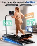 Walking Pad Treadmill with Handle Bar and Adjustable Incline, Compact Portable Treadmills for Home Office, 2.5HP Quiet Anti-Slip Under Desk Treadmills, 0.6-3.8 MPH Remote Speed Control, 265 LBS - Image 4