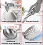 Newness 9 Pcs Cooking Utensils Set, 304 Stainless Steel Kitchen Utensils Set, Metal Kitchen Accessories, Include Soup Ladle, Slotted Skimmer Spoon, Spaghetti Spoon and Spatula, Dishwasher Safe - Image 5