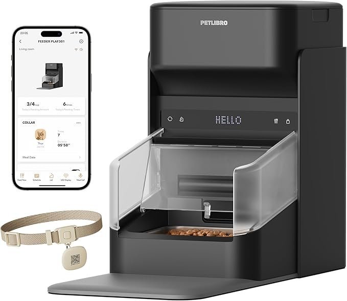 71D1l4azEjL._AC_SX679_.jpg PETLIBRO RFID Automatic Cat Feeder, Collar Sensor for Personalized Meals, Cats Recognition, Diet Tracking and Anti-Stealing for Multi-Pets Homes and Different Diets, Wi-Fi Programmable Food Dispenser - Image 1