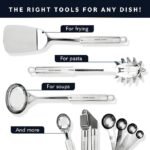 Home Hero 54-Piece Stainless Steel Kitchen Utensils Set – Heat-Resistant Nonstick Silicone & Stainless Steel Cooking Utensils – Complete Tools with Slotted Spoon & Pasta Spoon – Pack of 54, Silver - Image 4