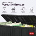 Keter Marvel Plus 71 Gallon Resin Deck Box-Organization and Storage for Patio Furniture Outdoor Cushions, Throw Pillows, Garden Tools and Pool Toys, Dark Grey - Image 3