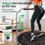 BCAN SP2 40/48″ Foldable Mini Trampoline Max Load 330lbs/440lbs, Fitness Rebounder with Adjustable Foam Handle, Exercise Trampoline for Adults Indoor/Garden Workout | FED Fitness - Image 4