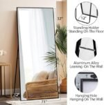 Beauty4U 71″ x 32″ Full Length Mirror with Stand, Large Floor Mirror for Bedroom, Wall Mounted or Leaning Full Body Mirror, HD Tempered Glass Dressing Mirror for Outfit Check & Home Decor, Black - Image 4