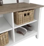 Bush Home Salinas Hall Tree with Shoe Storage Bench in Shiplap Gray and Pure White, Multi-Purpose Home Organizer, Entryway Solution with Seating and Hooks - Image 3