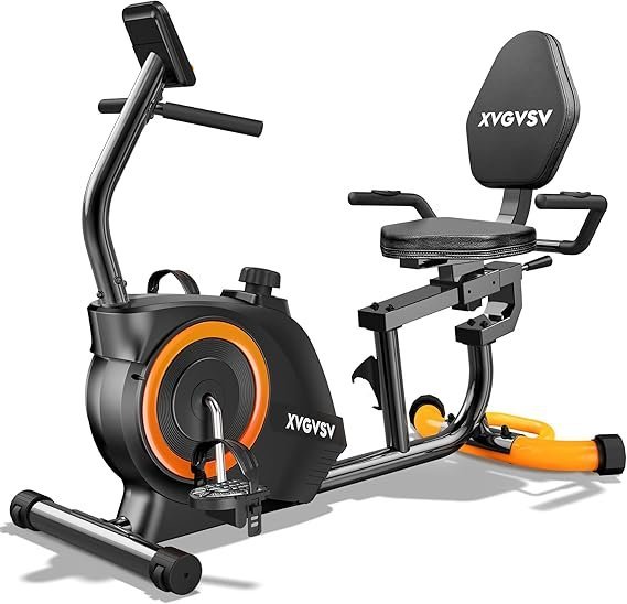 71RoGbJ5T5L._AC_SX569_.jpg Recumbent Exercise Bike for Home Use, Quiet Recumbent Stationary Bikes for Adults & Seniors, 16-Level Resistance, Adjustable Seat, Supports 400LB, Pulse Sensors & LCD Display - Image 1