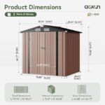 Aoxun 6.2×4 FT Shed Outdoor Storage Shed with Lockable Doors & Slooping Roof Metal Garden Tool Shed for Backyard, Patio, Poolside (Brown) - Image 5