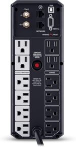 CyberPower CP1500AVRLCD3 Intelligent LCD UPS System, 1500VA/900W, 12 Outlets, 2 USB Ports, AVR, Mini Tower, Black - Image 2