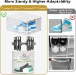 12 Pack Clear Shoe Storage Organizer with Magnetic Door,Stackable Plastic Shoe Boxes for Sneakers,Boots,and Heels,Space-Saving Foldable Shoe Rack for Closet,Durable Shoe Cabinet Organizer,White - Image 2
