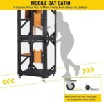Aivituvin Cat House Window Catio Outdoor Cat Enclosure Mobile Kitty Shelter on Wheels Pet Cage with Resting Box,Hammocks,Waterproof Cover - Image 4