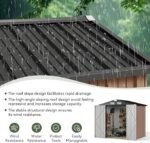 Aoxun 6.2×4 FT Shed Outdoor Storage Shed with Lockable Doors & Slooping Roof Metal Garden Tool Shed for Backyard, Patio, Poolside (Brown) - Image 3