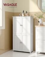 VASAGLE Floor Storage Cabinet, Shaker Cabinet with 2 Adjustable Shelves, 4 Doors, Tall Freestanding Organizer Unit, for Kitchen Bathroom Living Room, Cloud White UBBC553WH01S - Image 3
