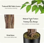 7ft Large Ficus Artificial Trees with Natural Curved Trunks, 84″ Tall Lush Faux Tree for Home Decor Indoor, Green Lifelike Fake Ficus Tree Artificial Plants in Pot（Set of 2） - Image 2