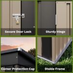 Patiowell 5×3 FT Outdoor Storage Shed, Tool Shed with Sloping Roof and Lockable Door, Metal Shed for Backyard Garden Patio Lawn, Brown - Image 2