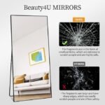 Beauty4U 71″ x 32″ Full Length Mirror with Stand, Large Floor Mirror for Bedroom, Wall Mounted or Leaning Full Body Mirror, HD Tempered Glass Dressing Mirror for Outfit Check & Home Decor, Black - Image 2