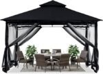 ABCCANOPY Gazebos for Patios 10×12 – Outdoor Steel Frame Gazebo with Mosquito Netting for Lawn Backyard Garden Deck (Black)