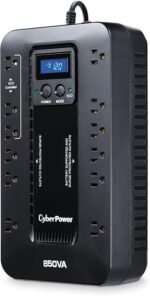 CyberPower EC850LCD Ecologic UPS Battery Backup and Surge Protector, 850VA/510W, 12 Outlets, ECO Mode, Compact, UL Certified - Image 4