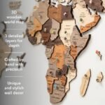 Enjoy The Wood 3D Wooden World Map Wall Art – Large Travel Map with Pins for Art Decor – Decorative Map of the World for Home, Office – Travel Wall Art Housewarming Gift Idea (Multicolor, M, Unframed) - Image 2