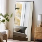 Beauty4U 71″ x 32″ Full Length Mirror with Stand, Large Floor Mirror for Bedroom, Wall Mounted or Leaning Full Body Mirror, HD Tempered Glass Dressing Mirror for Outfit Check & Home Decor, Black