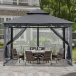 ABCCANOPY Gazebos for Patios 10×10 – Outdoor Steel Frame Gazebo with Mosquito Netting for Lawn Backyard Garden Deck (Dark Gray) - Image 3