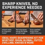 The Original Tumbler Rolling Knife Sharpener™ – Knife Sharpening Made Easy – Rolling Knife Sharpener Tool for Kitchen Knives – Knife Sharpener Kit Offers 15 & 20 Degree Sharpening (Wood) - Image 4