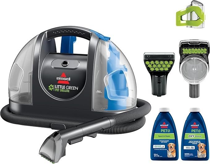 81BJbeVEt4L._AC_SX679_.jpg Bissell Little Green Pet Deluxe Portable Carpet Cleaner and Car/Auto Detailer, 3353, Gray/Blue - Image 1
