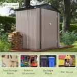 Patiowell 6×4 FT Outdoor Storage Shed, Garden Tool Storage Shed with Sloping Roof and Double Lockable Door, Outdoor Shed for Garden Backyard Patio Lawn, Brown - Image 3