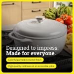 Lodge Essential Enamel Cast Iron Dutch Oven – Perfect for Bread Baking, Braising, Marinating & Slow Cooking – Features Moisture-Sealing Lid & Dual Handles – Kitchen Essentials – 6 Quarts – Oyster White - Image 2