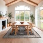 Black Farmhouse Washable 8×10 Area Rugs for Living Room, Bedroom, Dining Room Kitchen Table Rug for Under Table, Office, Dark Charcoal Tumble Stain Resistant Non-Slip Large Washable (8×10 Black/Multi) - Image 3