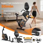 Recumbent Exercise Bike for Home Use, Quiet Recumbent Stationary Bikes for Adults & Seniors, 16-Level Resistance, Adjustable Seat, Supports 400LB, Pulse Sensors & LCD Display - Image 2