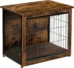 DWANTON Dog Crate Furniture with Cushion, Wooden Kennel Table with Double Doors, Indoor Dog House, Small/Medium/Large/Extra Large Size, 27.2″ L, Rustic Brown